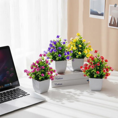 CEWOR Fake Plants 2 Pack Mini Potted Plants Bathroom Accessories Small Artificial Greenery Decorations for Bathroom Office Home Room Kitchen Table Indoor