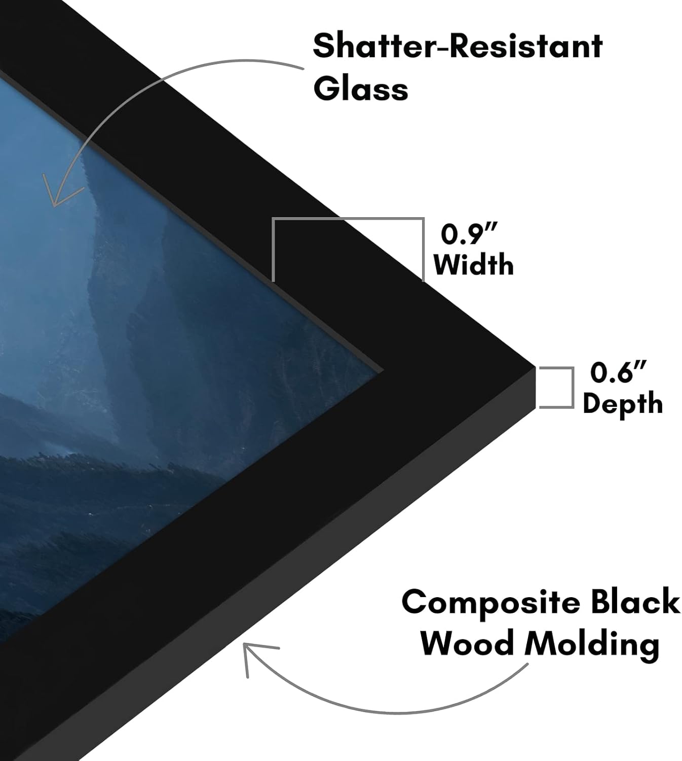 Americanflat 12x18 Poster Frame with Shatter-Resistant Glass - Signature Collection - Gallery-Style Frames Made of Engineered Wood - Photo Frame for Wall Display - Black - Colors C