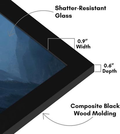 Americanflat 12x18 Poster Frame with Shatter-Resistant Glass - Signature Collection - Gallery-Style Frames Made of Engineered Wood - Photo Frame for Wall Display - Black - Colors C