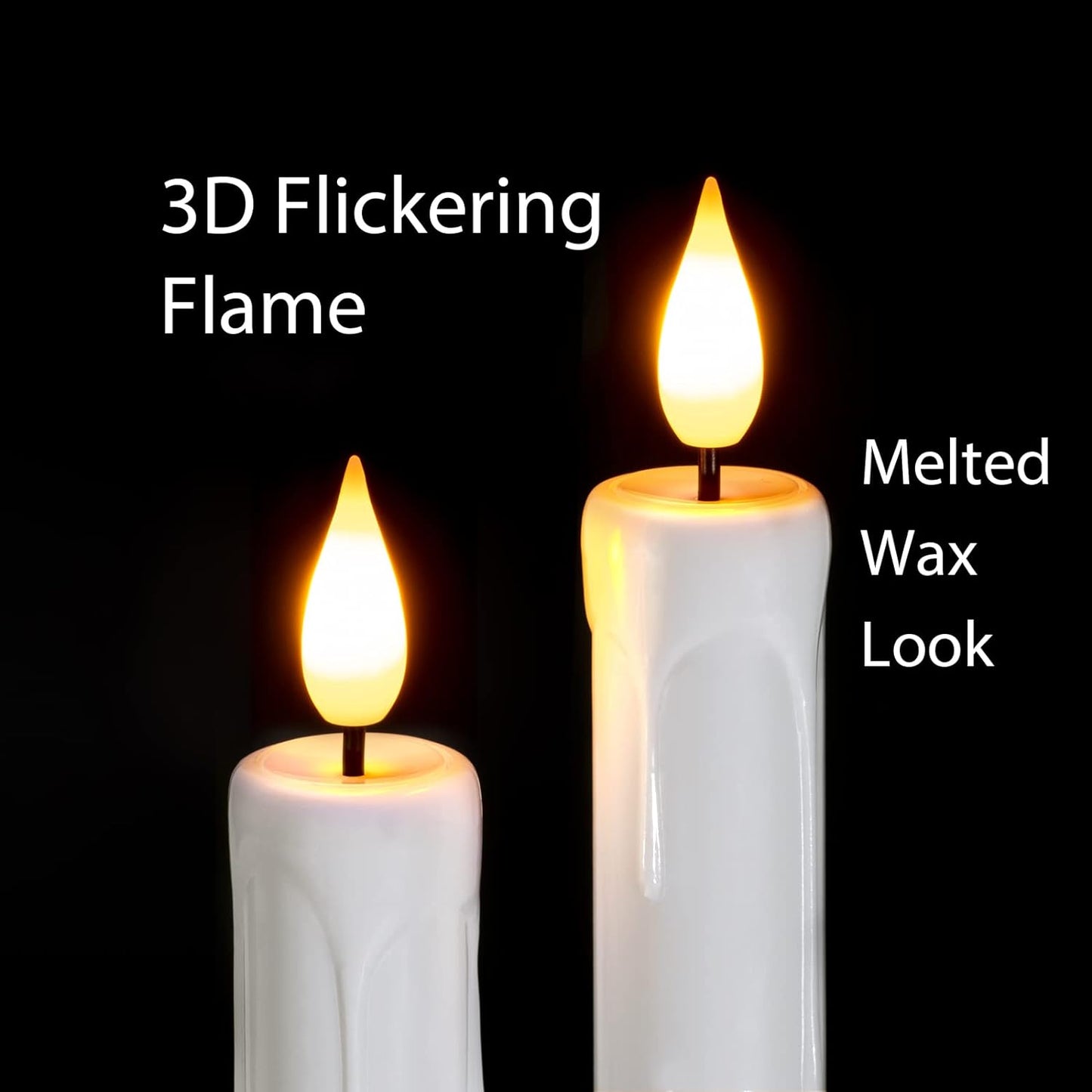 Homemory 6 Pcs Flameless Taper Candles with Remote, Timer, Dimmer, Ivory Battery Operated CandleSticks with Flickering Light, Plastic Led Window Candles, 9.6 Inches for Halloween Christmas Decoration