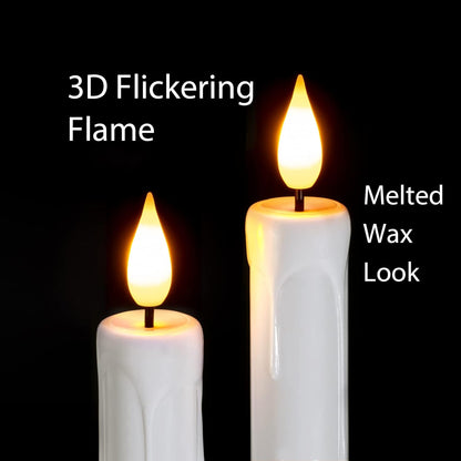 Homemory 6 Pcs Flameless Taper Candles with Remote, Timer, Dimmer, Ivory Battery Operated CandleSticks with Flickering Light, Plastic Led Window Candles, 9.6 Inches for Halloween Christmas Decoration