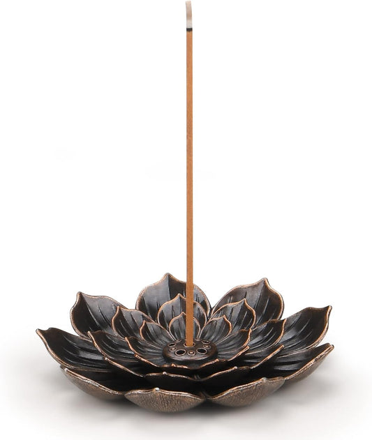 SLKIJDHFB Incense Burner - Lotus Stick Incense Holder 6 Incense Holes with Detachable Ash Catcher 2Pcs