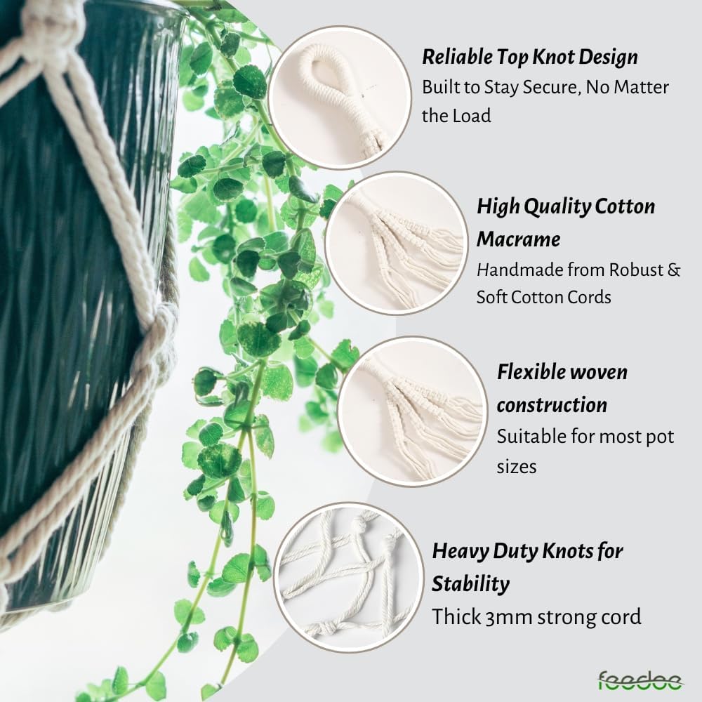 feedee Macrame Plant Hangers Indoor Macrame Hanging Planters for Indoor Plants, 6 Pack Hanging Plant Holders Indoor Hanging, Macromay Plant Hangers for Indoor Plant Hanger, Outdoor Flower Pots Holder
