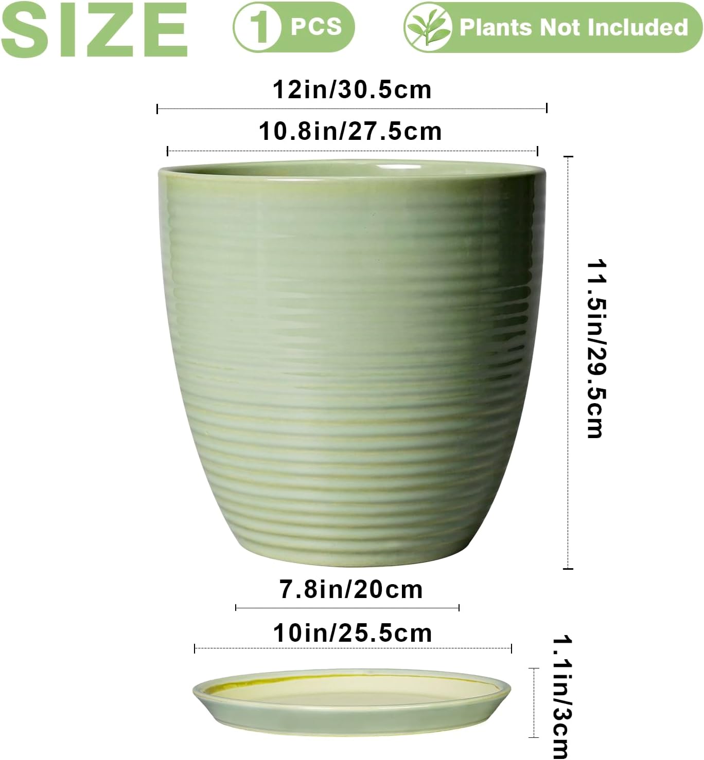 Ceramic Pots for Plants - 6 Inch Plant Pot with Drainage Hole and Saucer, Round Planters for Indoor Outdoor, Flower Pots, Modern Planter, Home Office Room Decor, Gifts for Plant Lovers, White