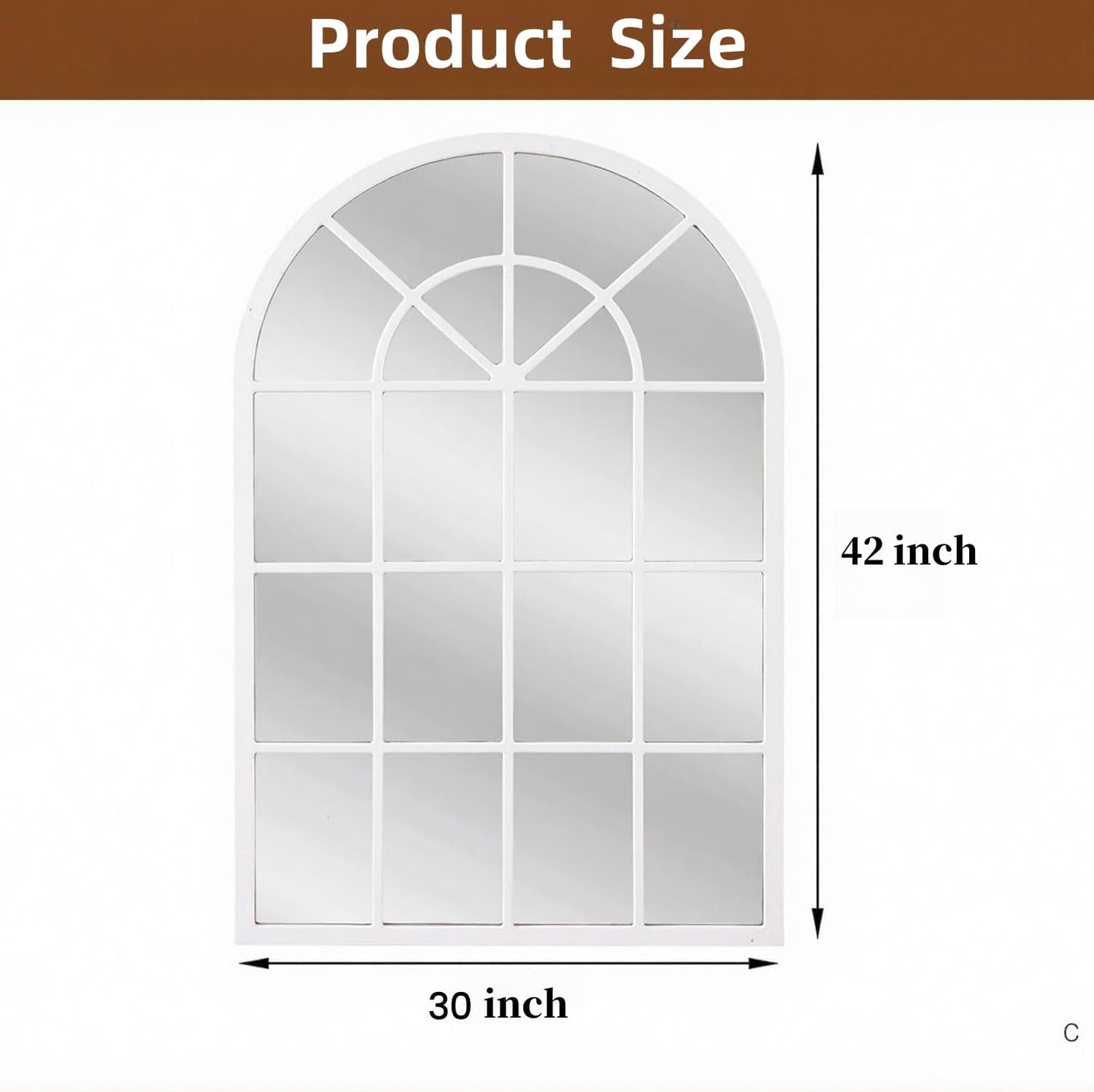 Dewfig 65"x 22" Arched Window pane Full Length Mirror, Wall Mirror, Floor Standing Mirrors, Farmhouse Long Full Body Mirrors Wall Mounted for Living Room, Bedroom, Entryway, Fireplace, Black