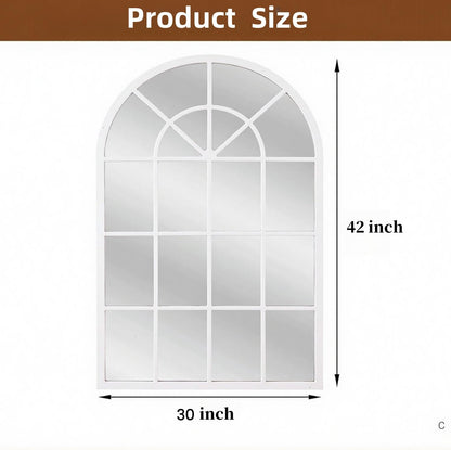 Dewfig 65"x 22" Arched Window pane Full Length Mirror, Wall Mirror, Floor Standing Mirrors, Farmhouse Long Full Body Mirrors Wall Mounted for Living Room, Bedroom, Entryway, Fireplace, Black
