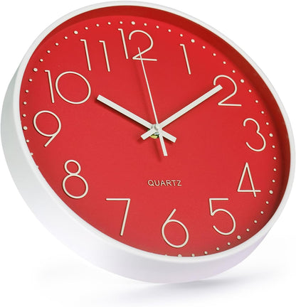 Wall Clock 12 Inch Non-Ticking Silent Modern Simple Style Round Decor Clock Gold Stereoscopic Dial Quartz Wall Clocks for Home/Office/School/Living Room/Bedroom/Kitchen