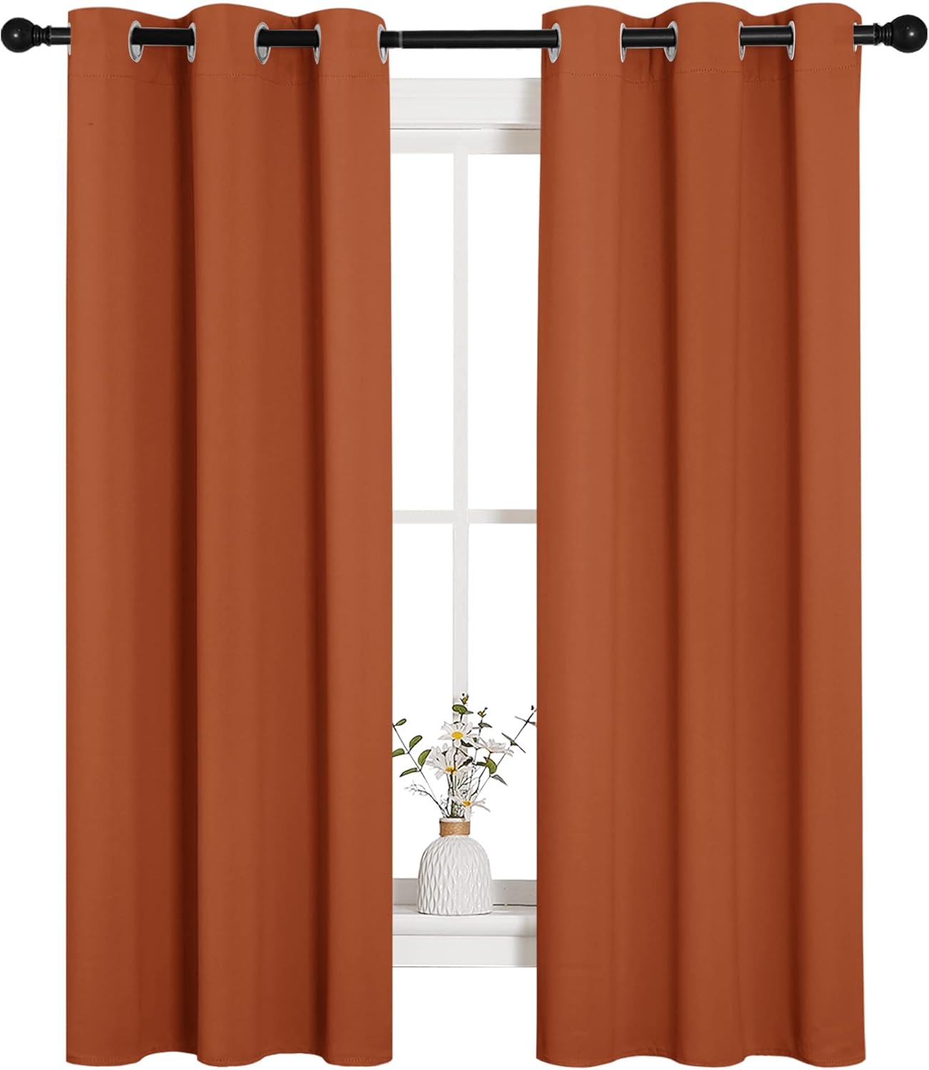 NICETOWN Halloween Pitch Black Solid Thermal Insulated Grommet Blackout Curtains/Drapes for Bedroom Window (2 Panels, 42 inches Wide by 63 inches Long, Black) - Colors B