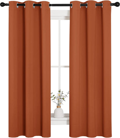 NICETOWN Halloween Pitch Black Solid Thermal Insulated Grommet Blackout Curtains/Drapes for Bedroom Window (2 Panels, 42 inches Wide by 63 inches Long, Black) - Colors B
