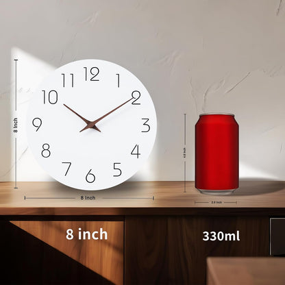 Mosewa Wall Clock 8 Inch Black Battery Operated Silent Non Ticking Simple Minimalist Rose Gold Numbers Decorative for Bedroom Living Room Kitchen Home Bathroom Office