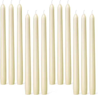 Everymoment Ivory Taper Candles - 4 Pack 10 Inch Candlesticks - Dripless & Smokeless Tapered Candle 8 Hours Unscented Cream Candle Sticks - Perfect for Wedding Holiday Dinner Party Home Decor