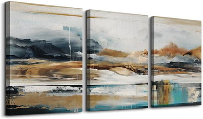 MHARTK66 Wall Art for Living Room Modern Wall Decor for Bedroom Office Decor Abstract Mountain Forest Landscapes Ink Painting 3 Piece Framed Canvas Art Prints Ready to Hang Wall Pictures Home Decor