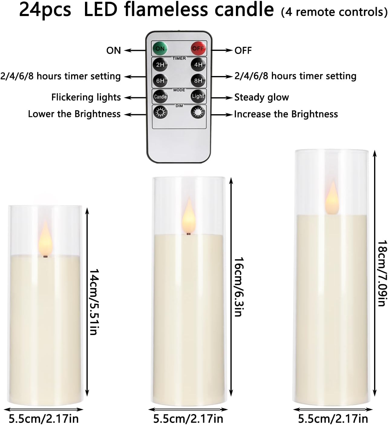 48- Pack of 3 Sizes of LED Flameless Candles.This Candle is Suitable for café, Fancy Restaurant, Bookstore and Other Scenes to Create a Relaxing and Romantic Atmosphere.