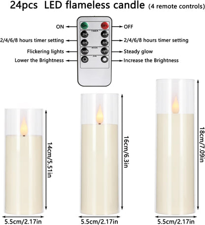 48- Pack of 3 Sizes of LED Flameless Candles.This Candle is Suitable for café, Fancy Restaurant, Bookstore and Other Scenes to Create a Relaxing and Romantic Atmosphere.