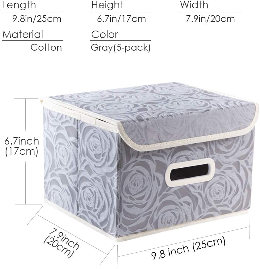 PRANDOM Larger Collapsible Storage Bin with Lid [1-Pack] Fabric Decorative Storage Box Cube Organizer Container Baskes with Handles Divider for Bedroom Closet Living Room Pink 17.7x11.8x11.8 Inch