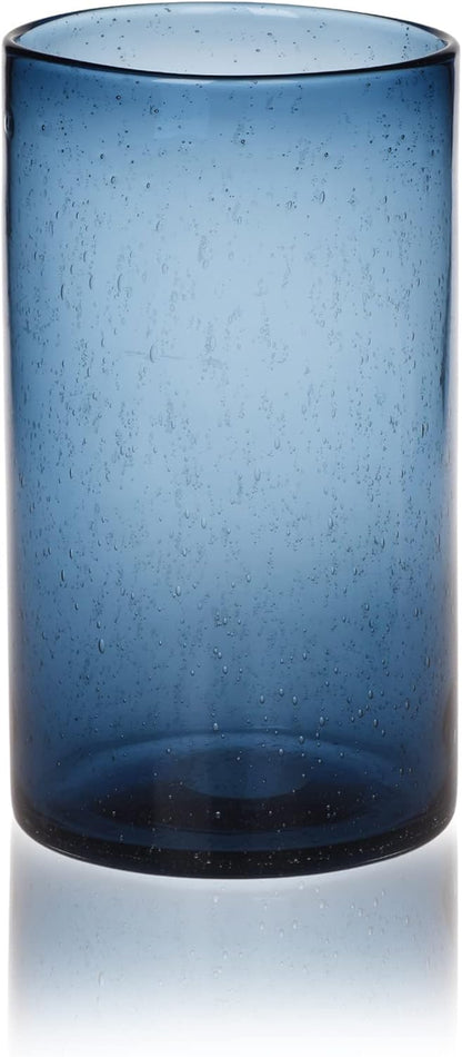 Hurricane Candle Holders for Pillar Hand Blown Glass Cylinder Vases Table Centerpiece Bulk Room Decor Clear Seeded Bubbles Living Dining Kitchen Island 10" 7" 4" Set of 3