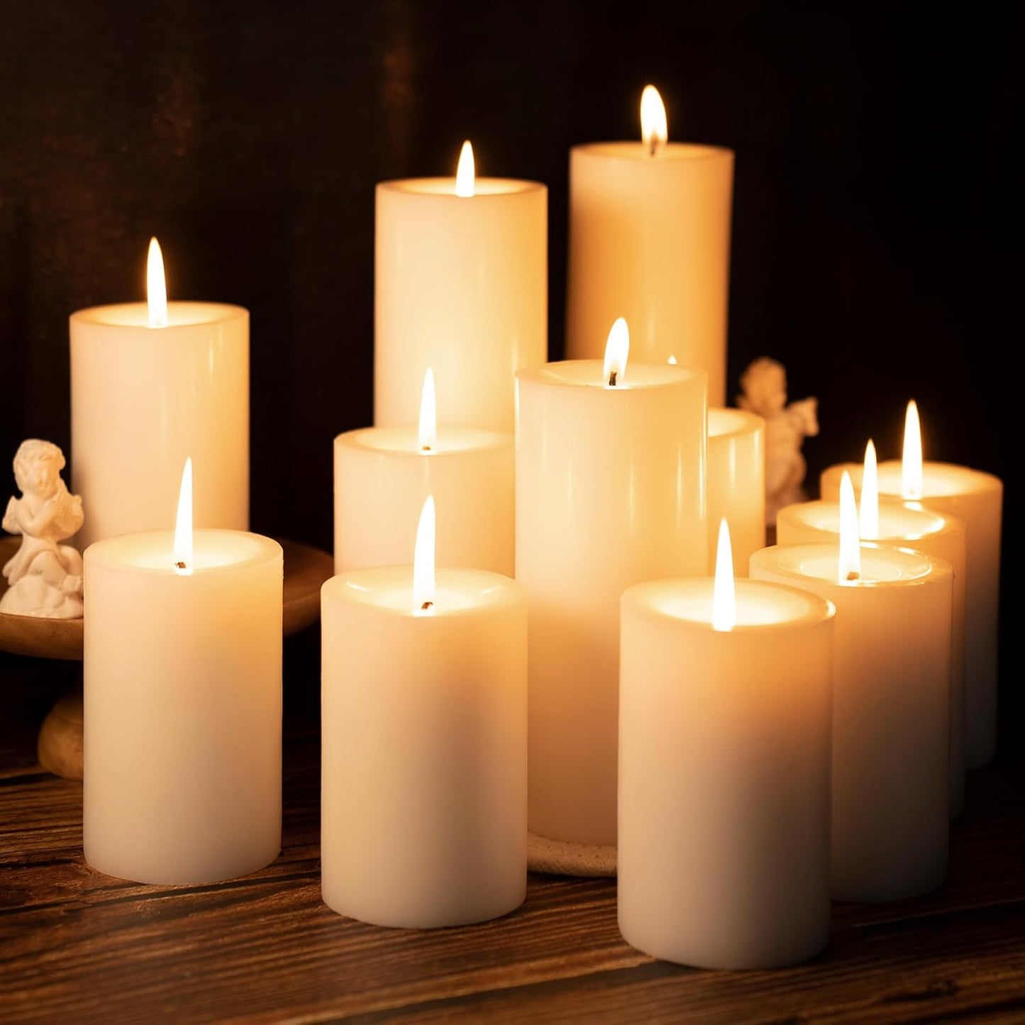 Unscented Ivory Pillar Candles Set of 6-2.8x4 inch - Dripless and Smokeless Large Pillar Candles, 50-Hours Long Burning Time Paraffin Candle for Dinner Table, Christmas and Home Decor