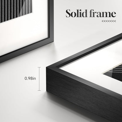 Large Framed Black and White Abstract Wall Art for Living Room, 3 Piece Big Modern Canvas Prints Paintings Artwork for Walls, Minimalist Abstract Art Pictures for Hallway, Office Wall Decor 24x36 In