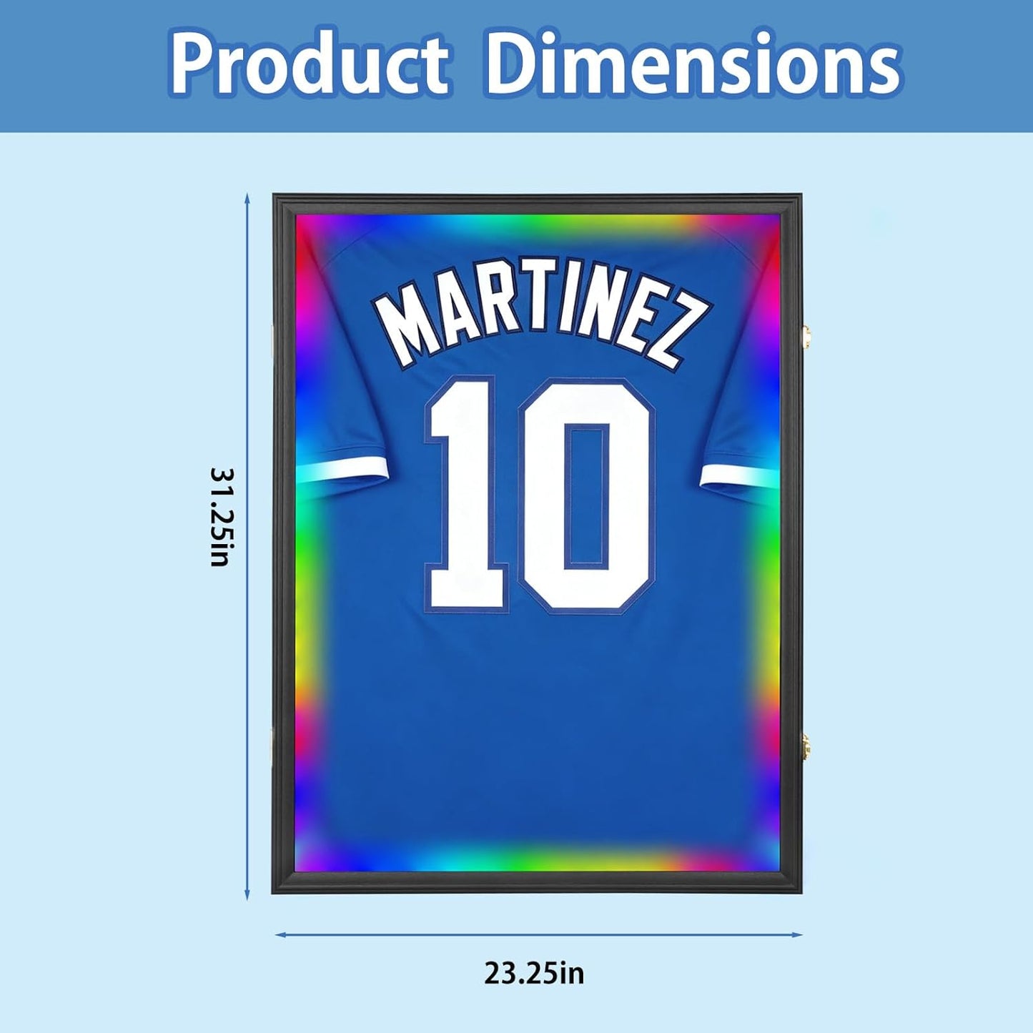 Large Lockable Jersey Frame Display Case Wall Mount, T-Shirt Shadow Box with Clear UV-Protective Acrylic, Hangers Linen Backing for Football, Basketball, Baseball