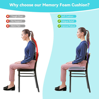 Seat Cushions for Office Chairs Wheelchair Cushion for Long Sitting Back Pain，Memory Foam Seat Car Computer Desk Chair Cushion，Coccyx Cushion for Tailbone Pain Relief Cushion Office Chair Black