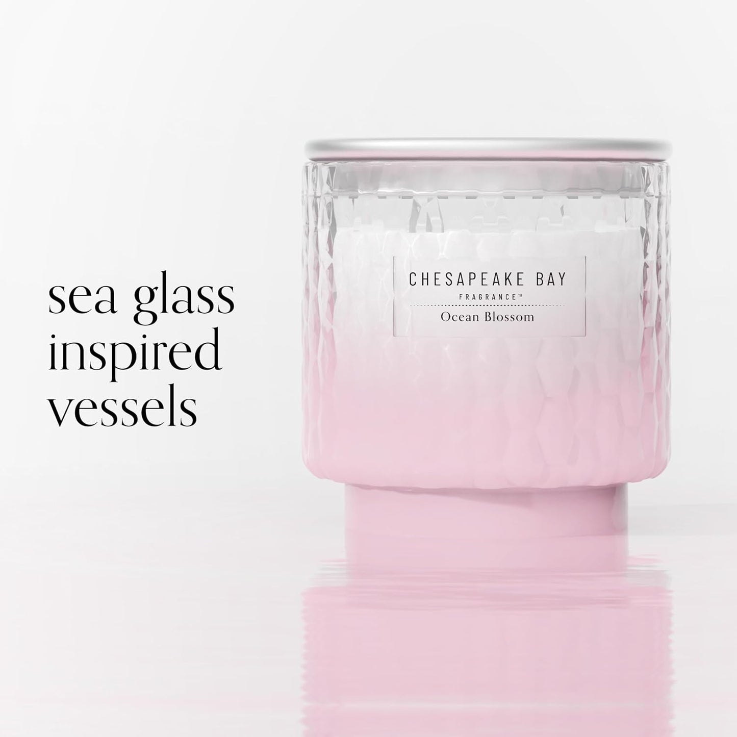 Chesapeake Bay, 11oz Marine Drift Scented Candle, Mood Evoking Fragrance, Textured Sea Glass-Inspired Jar, Premium Soy Blend Wax with Essential Oils, Coastal Fragrance for Home Décor or Gifting