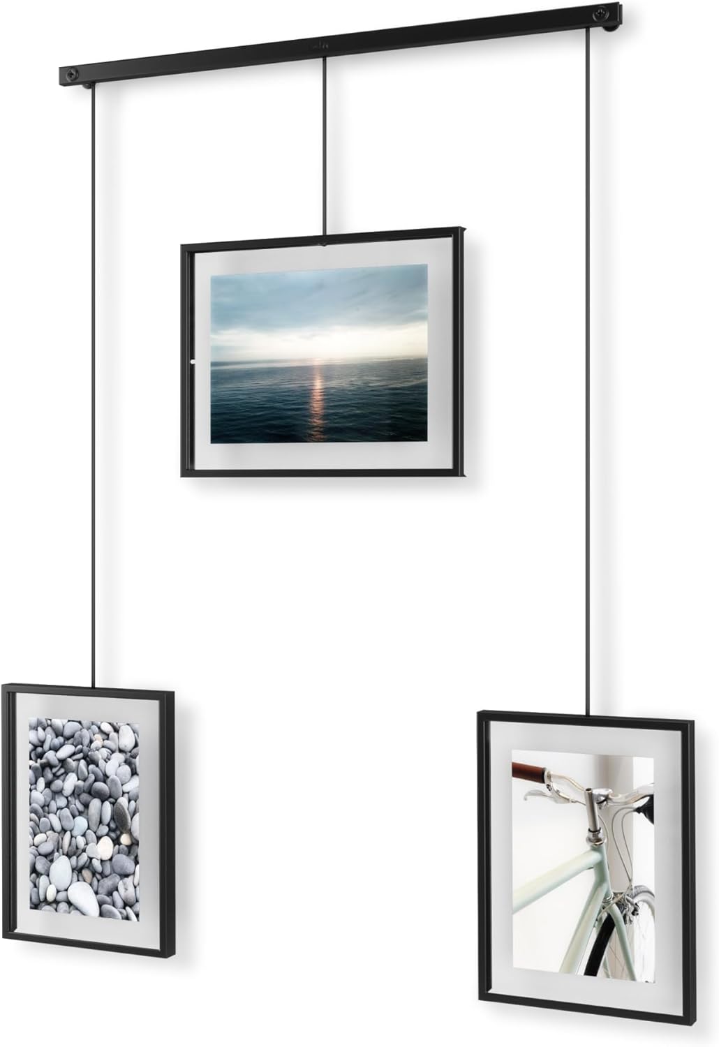 Umbra Exhibit Picture Frame Gallery Set, Adjustable Wall Collage Displays Nine Photos (Four 5x7" and Five 8x10"), Set of 9, Black