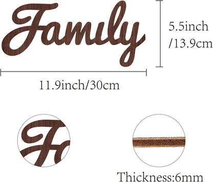 CREATCABIN Cutout Sign Family Letter Wooden Wall Art Decor Wood Word Sculpture Signs Rustic Farmhouse for Housewarming Home Front Door Entryway Wall Decoration, Brown, 11.9 x 5.5inch