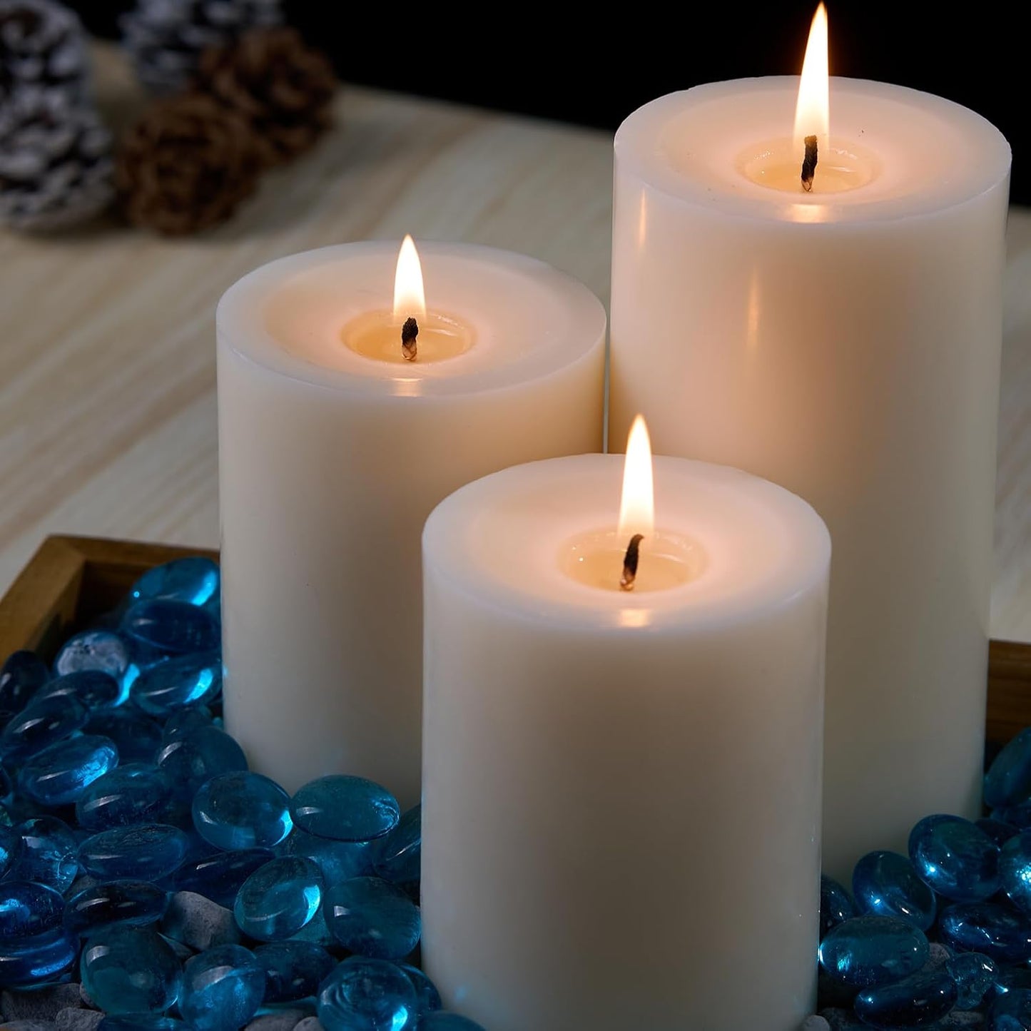 Unscented Ivory Pillar Candles Set of 6-2.8x4 inch - Dripless and Smokeless Large Pillar Candles, 50-Hours Long Burning Time Paraffin Candle for Dinner Table, Christmas and Home Decor