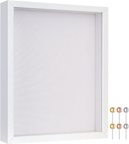 Califortree 8x8 Shadow Box Frame with Soft Linen Back - Push Pins Included, Memory Box Display Case for Flower, Tickets and 3D Items, Black