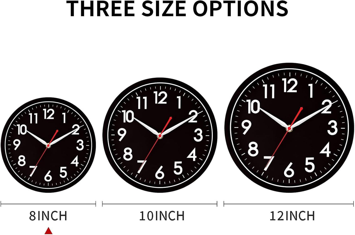 AKCISOT Wall Clock, Modern Small Wall Clocks Battery Operated 8 Inch, Silent Non-Ticking Analog Classic for Office, Home, Bathroom, Kitchen, Bedroom, School(Black)