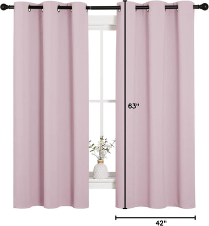 NICETOWN Halloween Pitch Black Solid Thermal Insulated Grommet Blackout Curtains/Drapes for Bedroom Window (2 Panels, 42 inches Wide by 63 inches Long, Black) - Colors B