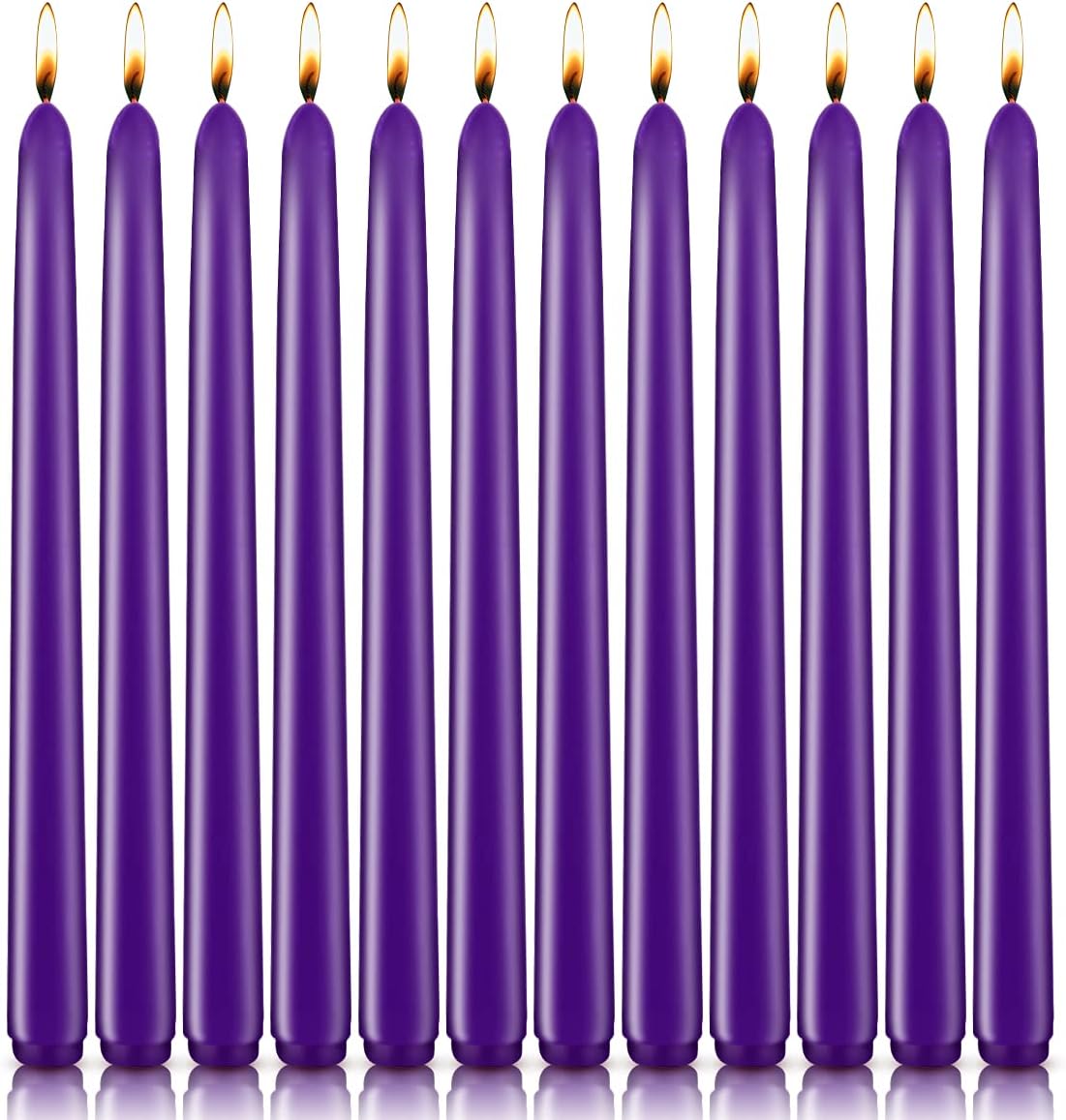 NIKY 10 inch Taper Candles for Christmas, Set of 12 Unscented Dripless Candlesticks - 8 Hours Long Burning for Home Decor, Wedding, Parties and Special Occasions (Ivory)