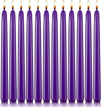 NIKY 10 inch Taper Candles for Christmas, Set of 12 Unscented Dripless Candlesticks - 8 Hours Long Burning for Home Decor, Wedding, Parties and Special Occasions (Ivory)