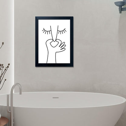 Bathroom Picture Wall Decor, Framed Black and White Bathroom Wall Art, Toilet Paper in Little Funny Raccoon's Hand Animal Canvas Print Painting