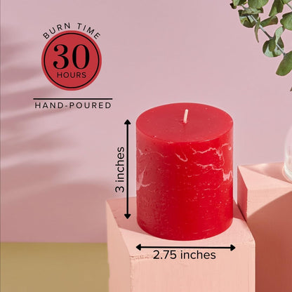 Simply Soson 3x6 inch Ivory Pillar Candles Set of 3, Rustic Texture, Unscented Ivory Candles, Dripless Candles, 3 inch Pillar Candles Ideal as Wedding, Parties, Spas, Dinner, Home Decoration, Church
