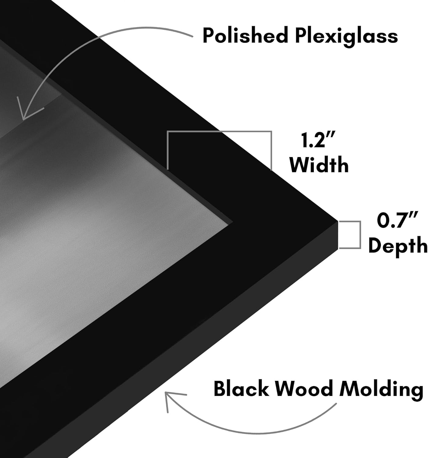Americanflat 16x20 Picture Frame with Polished Plexiglass - Black Picture Frame - Wide Photo Frames Made of Engineered Wood for Vertical or Horizontal Wall Display - Epic Collection - Black - Colors A