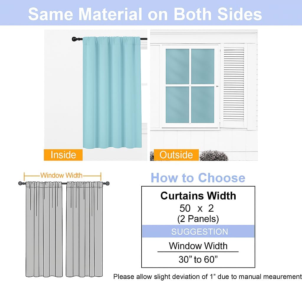 Simplebrand Ava Sage Green Blackout Curtains for Bedroom 63 Inch Length 2 Panels Set, Solid Thermal Insulated Energy Saving Rod Pocket Window Treatment Curtains Blackout Drapes, W40 x L63 Inch, Sage - Colors A