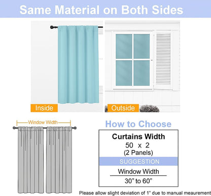 Simplebrand Ava Sage Green Blackout Curtains for Bedroom 63 Inch Length 2 Panels Set, Solid Thermal Insulated Energy Saving Rod Pocket Window Treatment Curtains Blackout Drapes, W40 x L63 Inch, Sage - Colors A