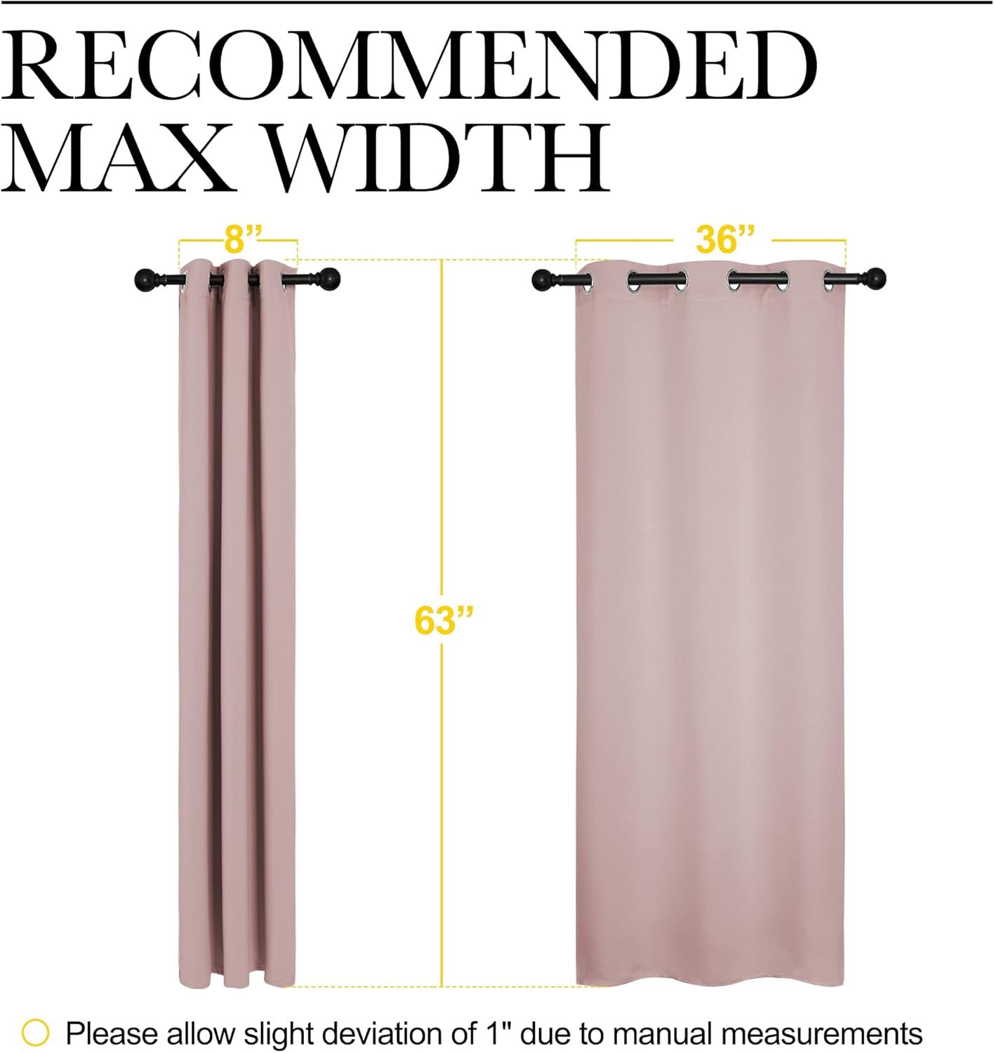 NICETOWN Halloween Pitch Black Solid Thermal Insulated Grommet Blackout Curtains/Drapes for Bedroom Window (2 Panels, 42 inches Wide by 63 inches Long, Black) - Colors D