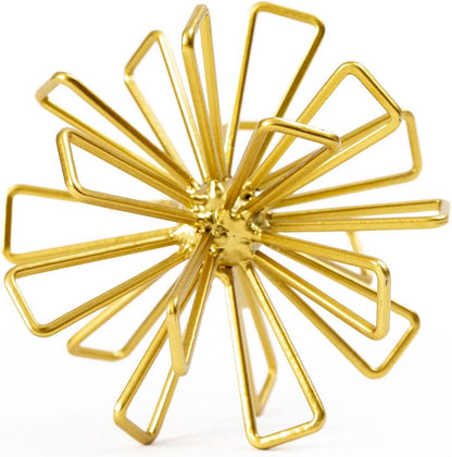 5.5" Gold Metal Geometric Sculpture, Modern Square Decorative Sphere, Small Tabletop Decoration Ball for Home Office Table Shelf Living Room Bedroom Desk Decor