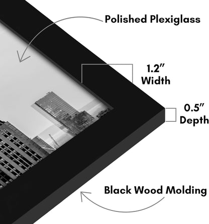 Americanflat 16x20 Picture Frame with Polished Plexiglass - Black Picture Frame - Wide Photo Frames Made of Engineered Wood for Vertical or Horizontal Wall Display - Epic Collection - Black - Colors B