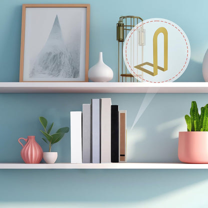 Chunful 12 Pcs Modern Metal Book Ends for Shelves Decorative Small Bookends Book Shelf Organizer Minimalist Design Stopper to Hold Books for Home Office (Gold,5.5 * 3.75 * 2.25inch)
