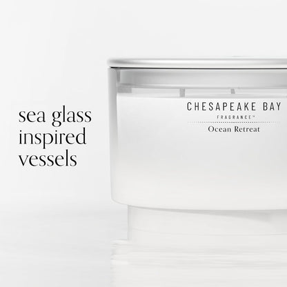 Chesapeake Bay, 11oz Marine Drift Scented Candle, Mood Evoking Fragrance, Textured Sea Glass-Inspired Jar, Premium Soy Blend Wax with Essential Oils, Coastal Fragrance for Home Décor or Gifting