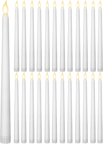 Treela 24 Pcs Flameless Taper Candles Battery Operated Bulk Fake Candles Light LED Candle Sticks Flickering Tapered for Easter Wedding Anniversary Decoration(Basic,11 Inch,Ivory)