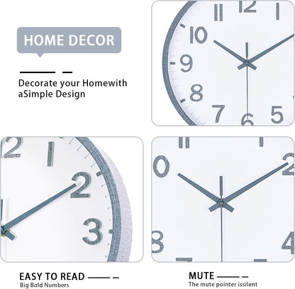 Wall Clocks Battery Operated 8 inch Modern Wall Clock,Silent Non Ticking Wall Clock for Living Room Bedroom Kitchen Office Classroom Decor (Green White)