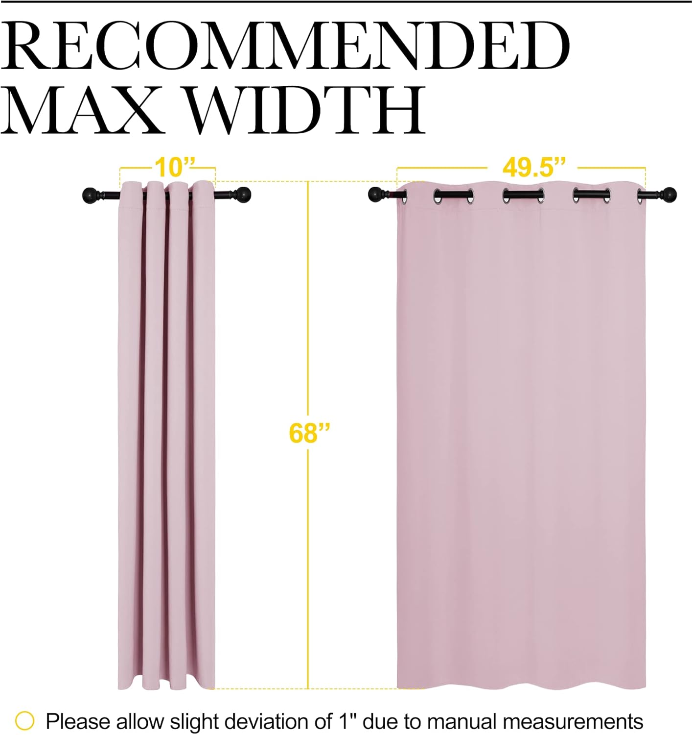 NICETOWN Halloween Pitch Black Solid Thermal Insulated Grommet Blackout Curtains/Drapes for Bedroom Window (2 Panels, 42 inches Wide by 63 inches Long, Black) - Colors B