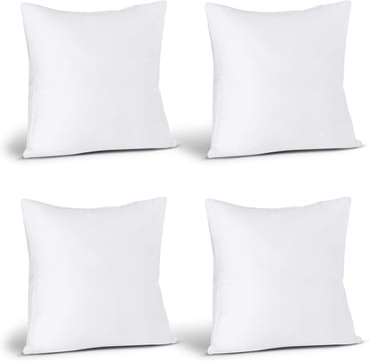 Utopia Bedding Throw Pillows (Set of 4, White) – 16 x 16 Inches Down Alternative Pillows for Bed, Sofa, and Couch - Fluffy Decorative Stuffer Pillow for Indoors & Outdoors