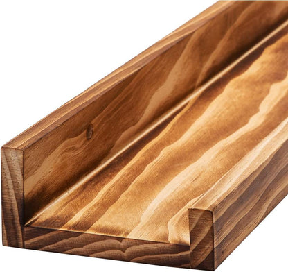 AZSKY Floating Shelves Wall Mounted Set of 2 Natural Wood Picture Shelves Wall Shelves for Bedroom Bathroom Living Room Kitchen Laundry Room Storage & Decoration 24 Inch