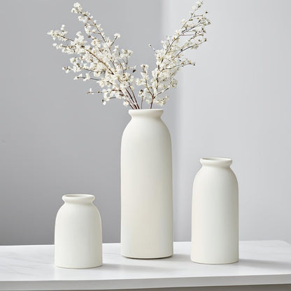 Ceramic Vase Set-3, Small Flower Vases for Decor, Modern Boho Farmhouse Style, Decorative Vases for Pampas Grass & Dried Flowers, Distressed Finish (Beige)
