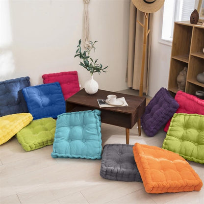 2 Pack Large Square and Round Floor Cushions for Adults Meditation Floor Pillow Green Corduroy Floor Seat Pillows Cushion for Living Room Balcony Tatami Yoga,18x18 Inch